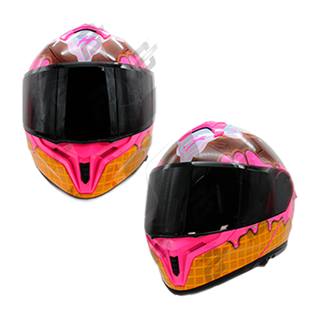 Casco Abatible Half Certificado Dot Doble Visor Mica Ahumada Ice Cream Brillante Talla S