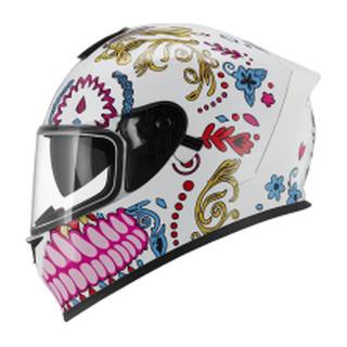 Casco Integral Mica Transparente Rosa con Estampado Flores M