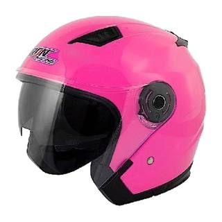 Casco 3/4 Doble Mica Modelo Europeo Rosa M