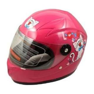 Casco Cerrado Infantil Rosa Gato Blanco DOT Unitalla
