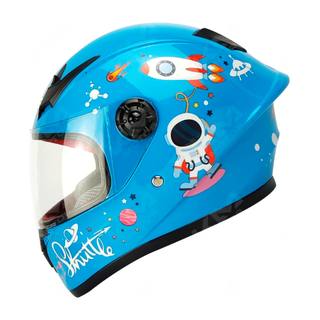 Casco Cerrado Infantil Azul Brillo Astronauta DOT Unitalla