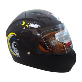 Casco Cerrado Infantil Negro Brillo Astronauta DOT Unitalla