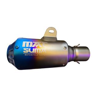 Silenciador De Escape Mofle Cola Universal Corto Color Cromo-Azul