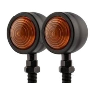 Direccional Chopper Mini Negra Redonda Metal Mica Ambar Par Estilo Cafe Racer