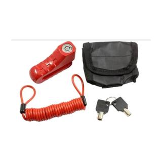 Candado Disco Freno Antirrobo Moto 10mm Rojo Con Correa Recordatorio