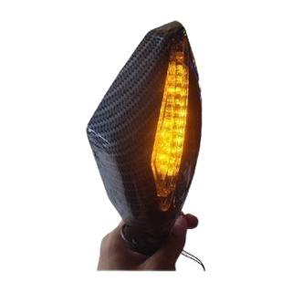 Espejo Fibra De Carbono Con Luz Direccional Moto Deportiva 2 Tornillos