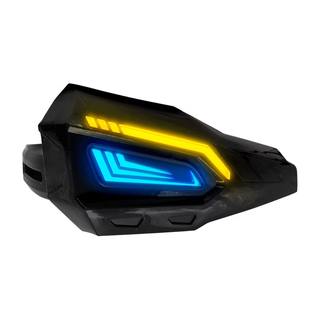 Cubre Puños Negro Con Luz Neon Azul Y Direccionales