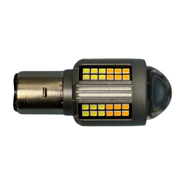 Foco Led Bola Lupa y 60 Leds Laterales, Luz Blanca y Ambar Alta y Baja 8000 Lumen 12-80V DC-AC