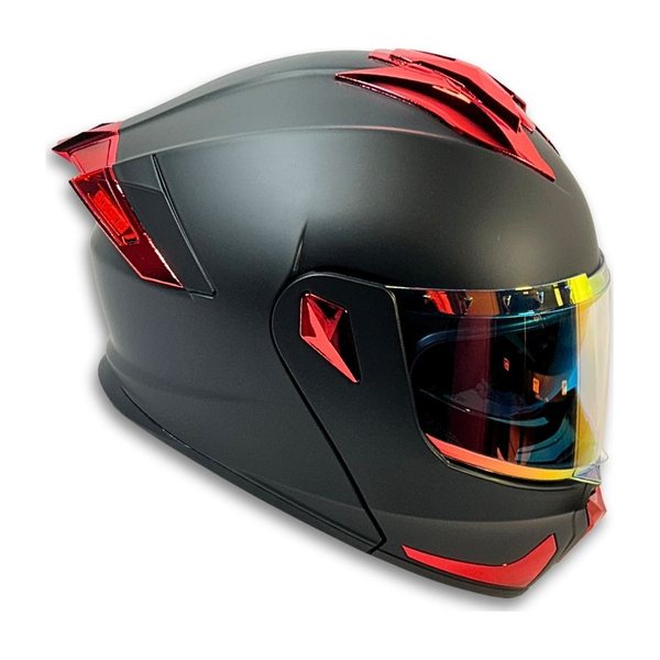 Casco 2W Abatible Fury Red S Mica Night Vision Con Led