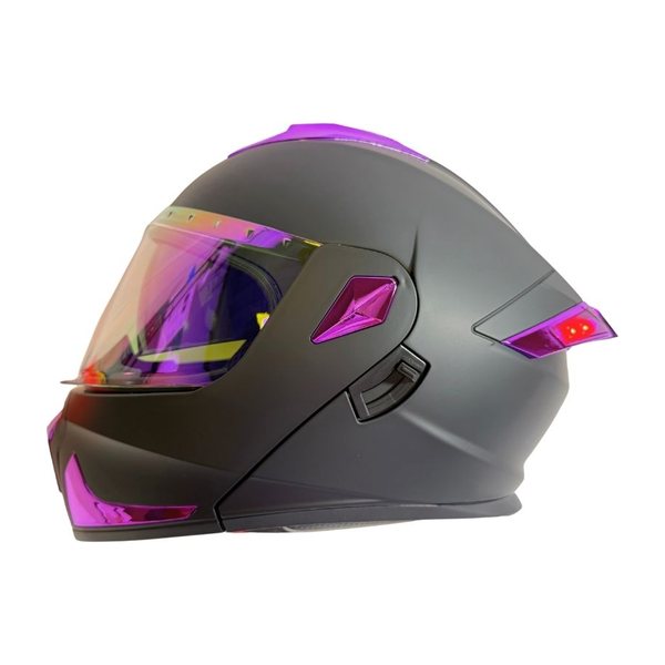 Casco 2W Abatible Fury Purple M Mica Night Vision Con Led