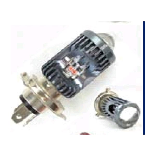 Foco Led H4 Con Codigo Rojo/Azul Y Led Lateral Luz Blanca y Amarilla Carcasa Plata