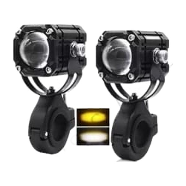 Faro Led 1 Lupa Ultima Generacion Ultra Par Alta Intensidad Con Cuarto Azul o Rojo Y Base De Manubrio 3000 Lumens 15W Luz Tricolor 4 Funciones Par