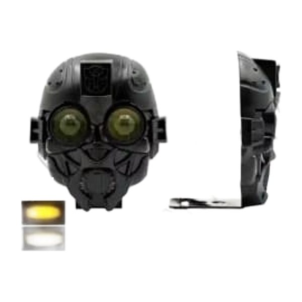 Faro Led 2 Lupas Cara Robot Negro Luz Bicolor Blanca Ambar 12-80V 18W Pieza