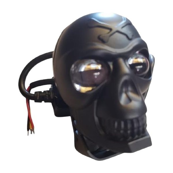 Faro Led 2 Lupas Cara Calavera Negro Alta Intensidad Luz Bicolor Blanca Ambar 5 Funciones Luz Tipo Laser 12-80V 30W Pieza
