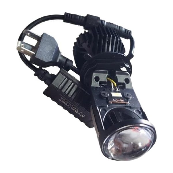 Foco Led H4 Lupa Con Ventilador Y Balastra Luz Blanca Ambar Gris