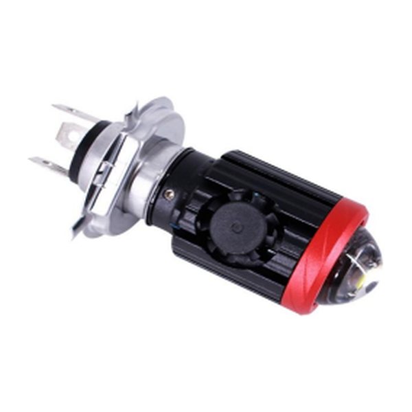 Foco Led H4 Lupa Con Ventilador 5000 Lumen 12-36V 30-50W Luz Blanca Baja, Ambar Alta Con Ventilador Carcasa Gris/Rojo