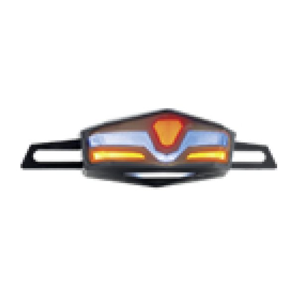 Calavera Stop De Led Heptagonal Neon Premium Amarillo-Rojo Con Porta Placa