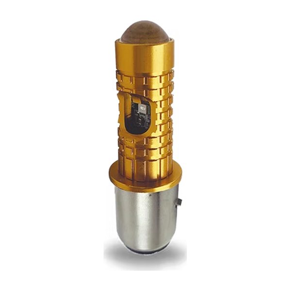 Foco Led Bola Con Lupa Y Led Lateral 2 Colores Blanco/Amarillo Carcasa Dorada Delgado