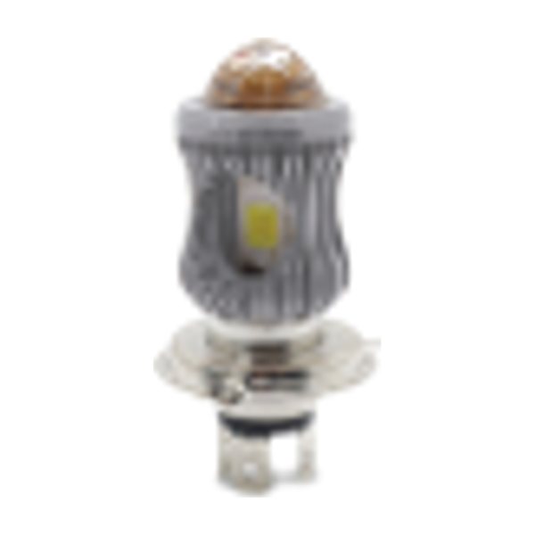Foco Led H4 Con Lupa Y Led Lateral Carcasa Plata Ancho