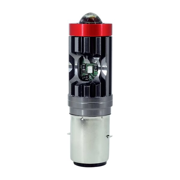 Foco Led Bola Con Lupa Y Led Lateral Amarillo Y Blanco Con Cuarto Azul Carcasa Gris/Rojo Delgado