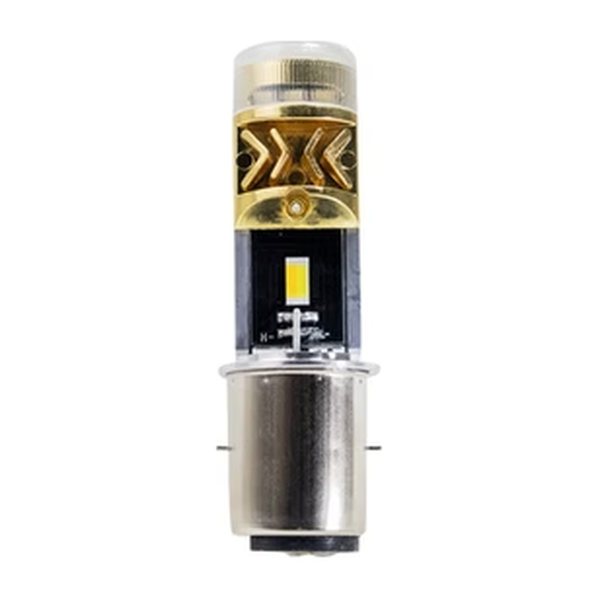Foco Led Bola Con Lupa Y Led Lateral Amarillo Y Blanco Con Cuarto Azul Carcasa Dorado